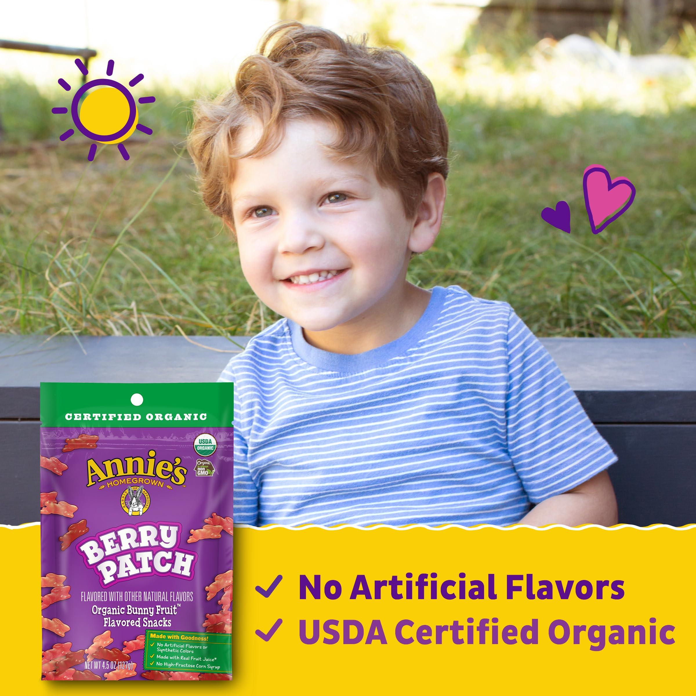 Annie's Homegrown Annie\'s Organic Berry Patch Bunny Fruit-Flavored Snacks, Gluten Free, Resealable Pouch, 4.5 oz (Pack of 8)