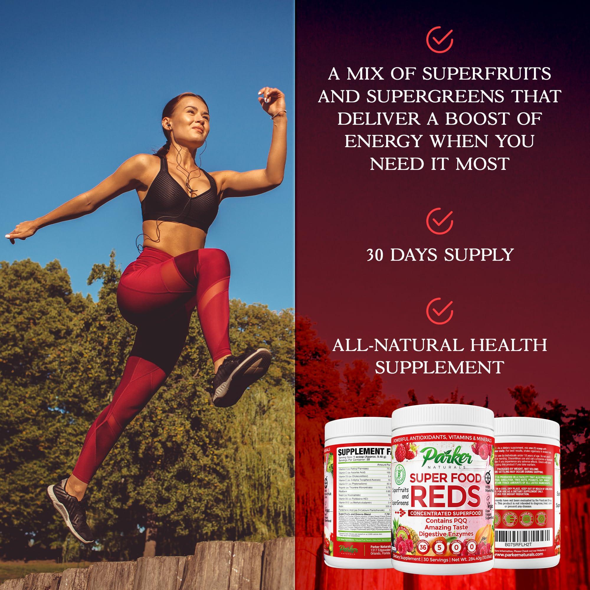 Parker Naturals Parker Naturals Superfood Reds Powder, Monk Fruit Flavored Organic Antioxidant, Concentrated Greens and Reds Superfood Powder, Vegan Berry, 30 Servings