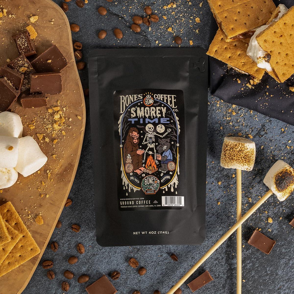 Bones Coffee Company Bones Coffee Company NEW Flavors! Favorite Flavors Sample Pack | 4 oz Pack of 5 Assorted Ground Coffee Beans | Low Acid Medium Roast Gourmet Coffee Beverages (Ground)