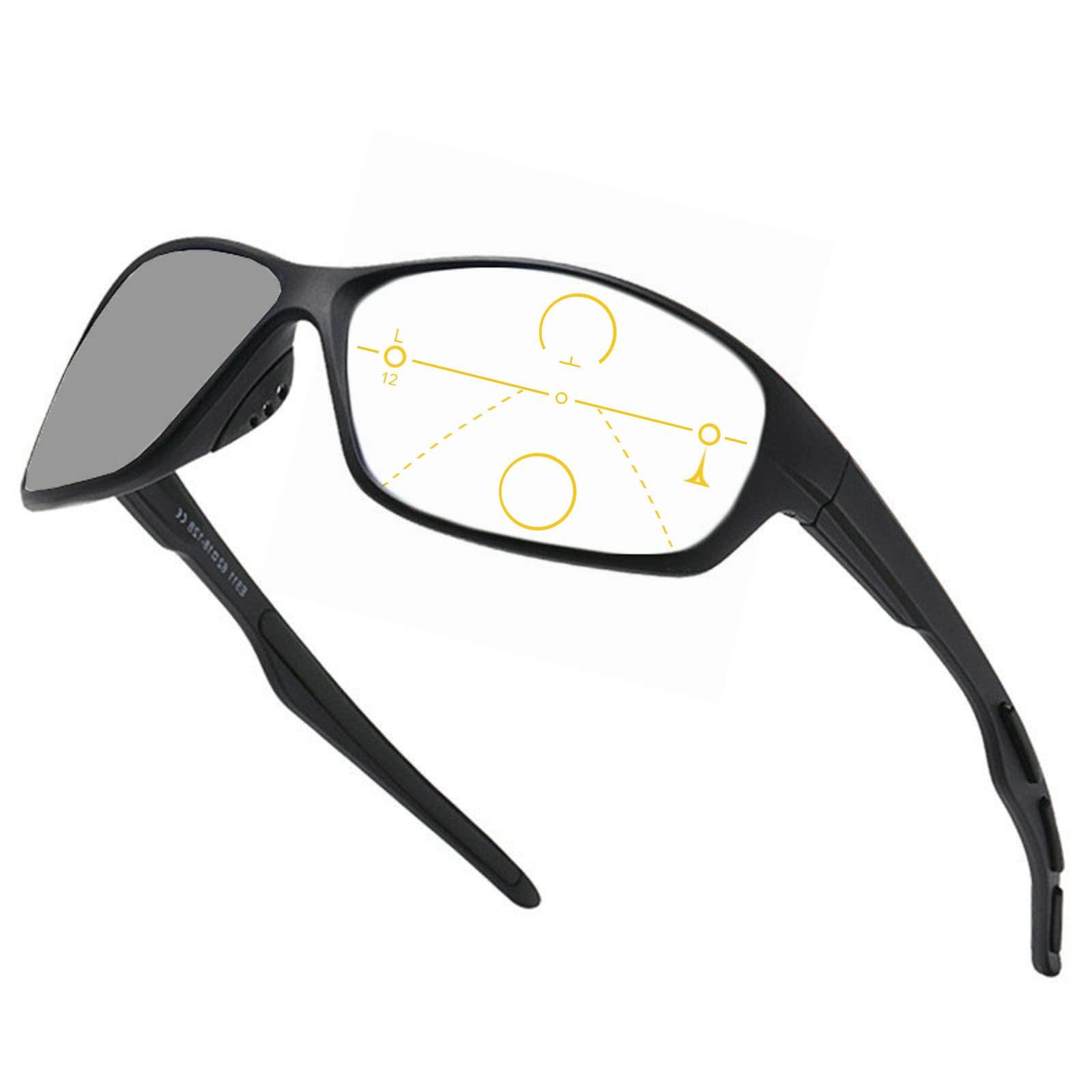 willochra Wrap Around Photochromic progressive multifocal reading glasses for Men Cycling Driving Sports Transition Readers sunglasses (black, 1.5, multiplier_x)