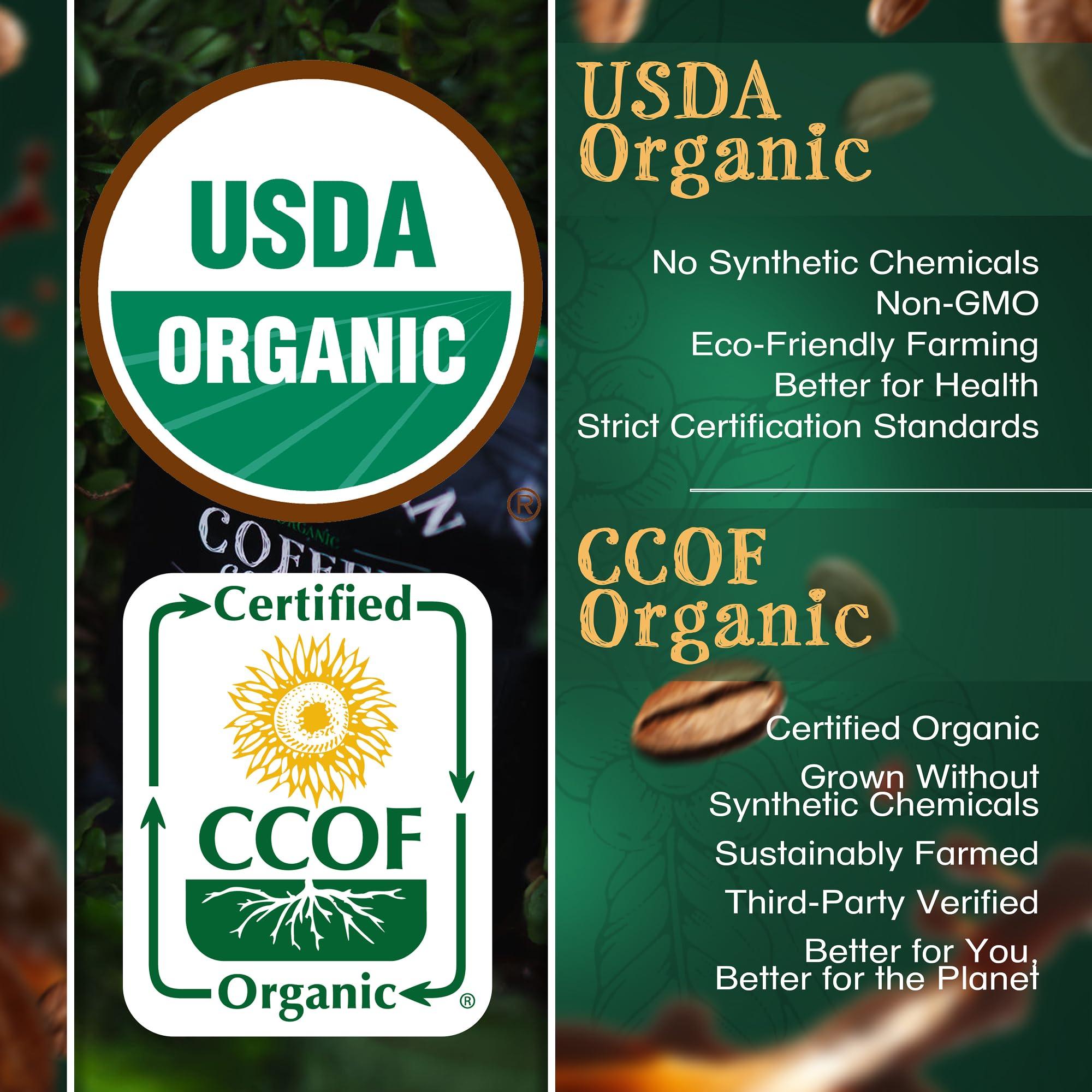 The Bean Coffee Company The Bean Organic Coffee Company Chocolate Macadamia Nut, Medium Roast, Ground Coffee, 16-Ounce Bags (Pack of 2), Caf molido tostado orgnico