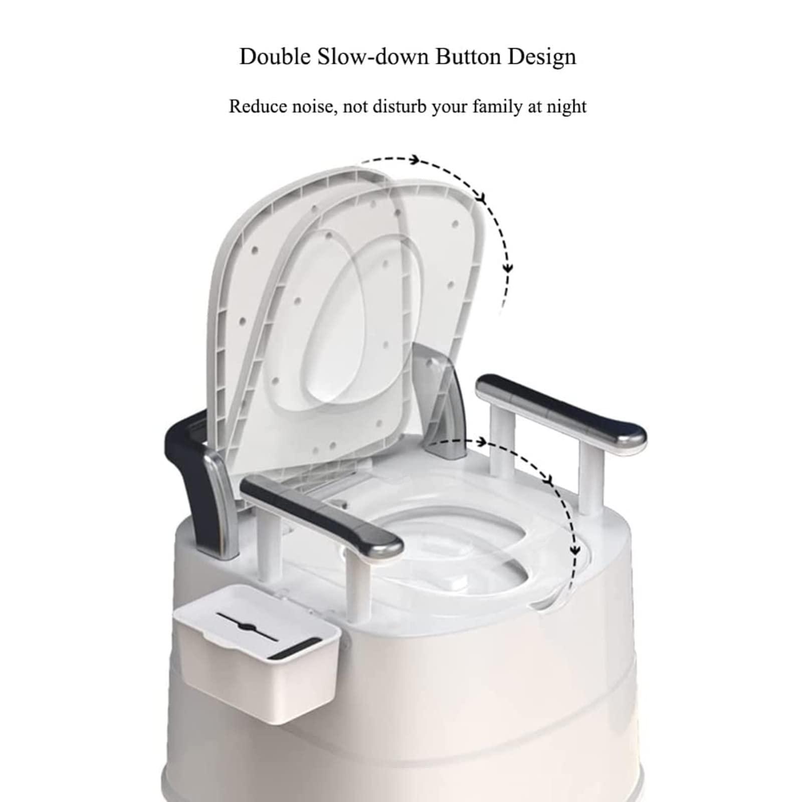 EKSED Commode Chair,Bedside Commodes,Adult Potty Chair for Seniors,Portable Toilets for Home Use,Suitable for People with Disabilities The Elderly,Shower Chair with Armrests and Tissue Box Easy Cleaning
