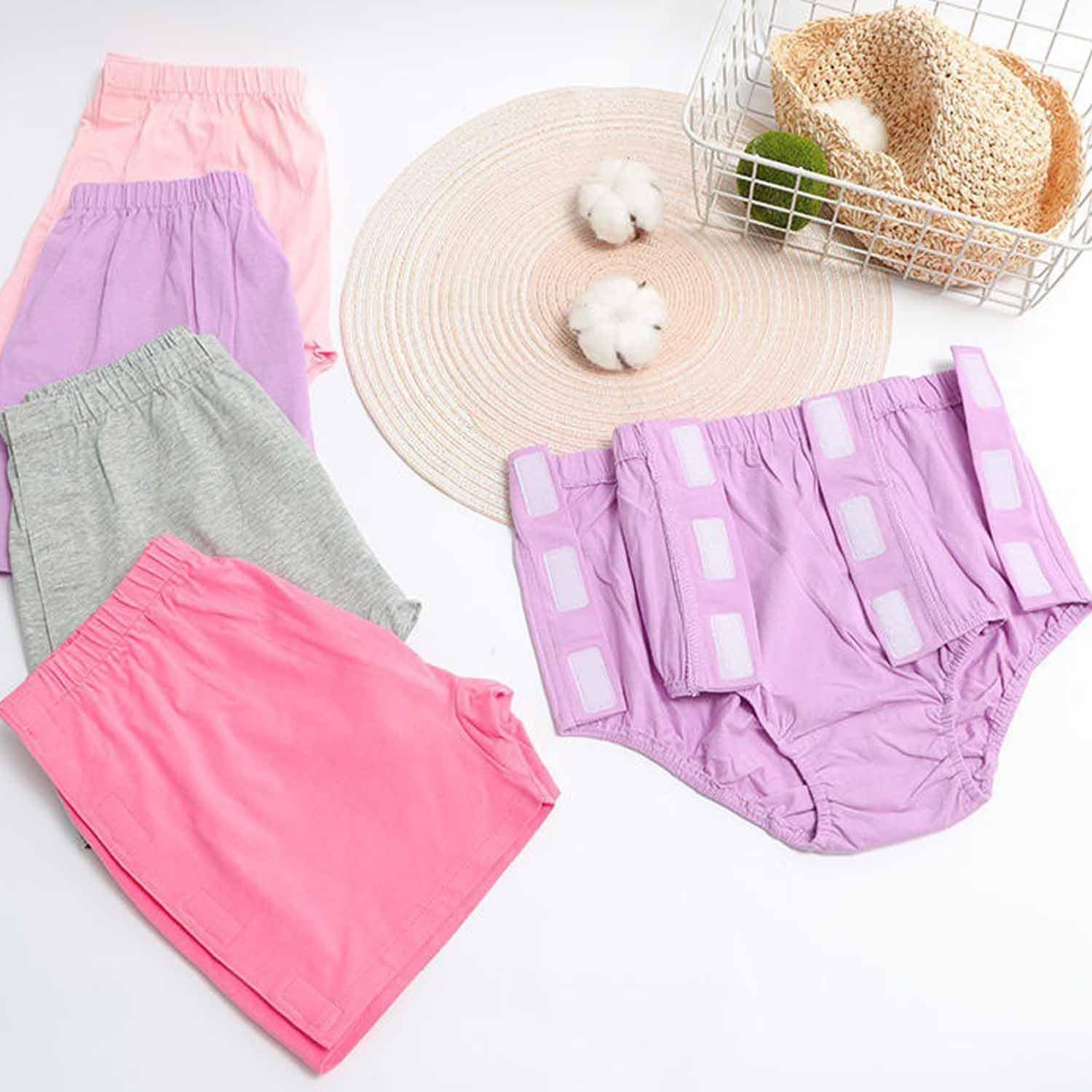 Lmaray 3 Pack Post Surgery Underwear, Adaptive Underwear, Tear Away Underwear, Incontinence Underpants, Reusable Stick-on Briefs