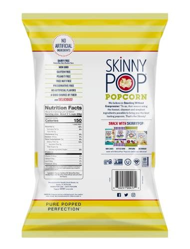 SkinnyPop SkinnyPop White Cheddar Popcorn, 4.4oz Grocery Sized Bag, Skinny Pop, Healthy Popcorn Snacks, Gluten Free (Pack of 4)