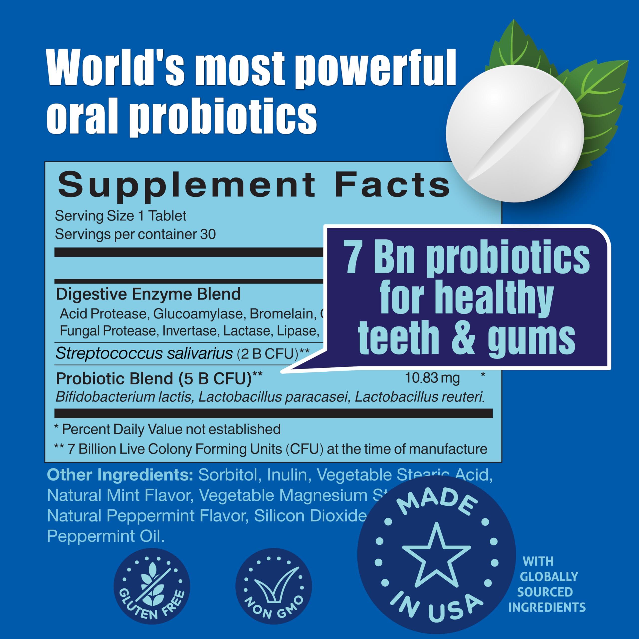 Probiotiv Probiotiv Oral Probiotics for Mouth Bad Breath 7 Billion CFU - Chewable Dental Probiotics for Teeth and Gums, Fresh Breath Freshener, Combats Dry Mouth, Halitosis, Tonsil Stone & Gingivitis Treatment