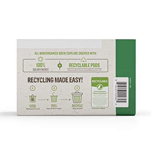 BareOrganics BareOrganics 13214 ENERGIZING USDA Organic Coffee Infused with Superfoods & Probiotics, Organic Coffee Pods, Keurig K-Cup Compatible Organic Coffee Pods, Vegan, Gluten Free, 10 Single (Pack of 2)