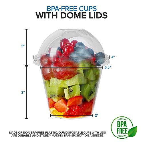 Stock Your Home 9 oz Clear Plastic Dessert Cups with Lids (Set of 50) Small Disposable Parfait Cup, Dome Lid - No Hole, 9-Ounce Party Fruit Containers, Banana Pudding Bowl, Jello, Ice Cream, Desserts Container