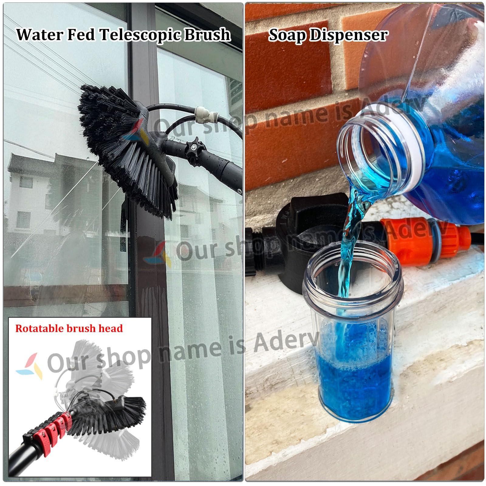 Generic 3.6m - 6m Washing Kit: Water-fed Brush, Soap Dispenser, Window Cleaning Pole, Water Fed Telescopic Brush, Window Cleaner Equipment (55cm Brush Head,6M)