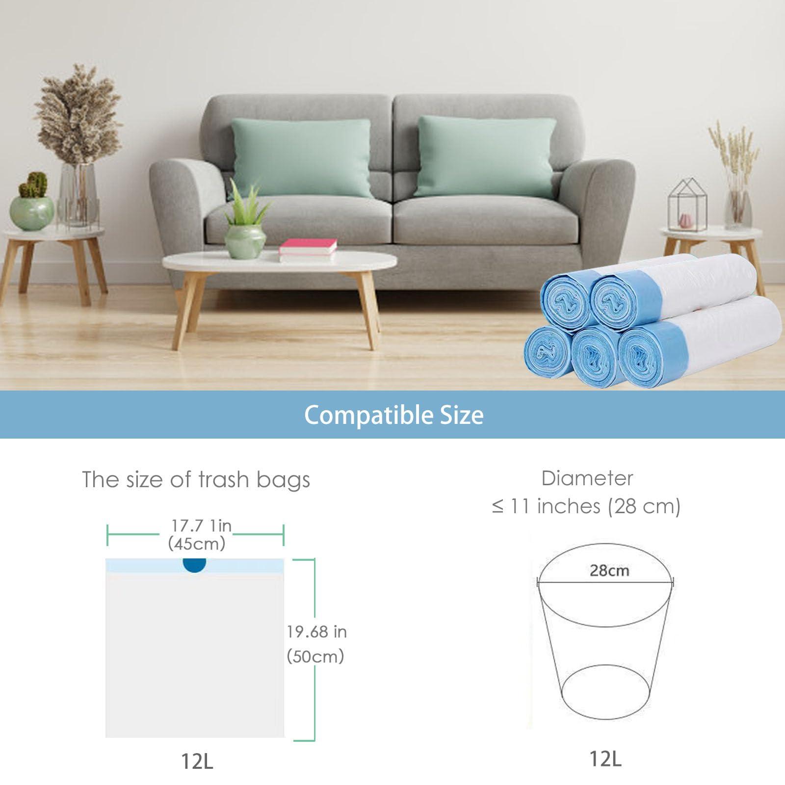 HUAPPNIO Garbage Bags, Small Drawstring Bin Bags 12L 45x50CM 75 PCS (Regular bagged)