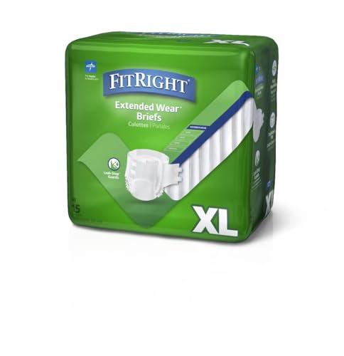 Medline Medline Extended Wear Overnight Adult Briefs with Tabs, Maximum Absorbency Adult Diapers, X-Large (60 Count)