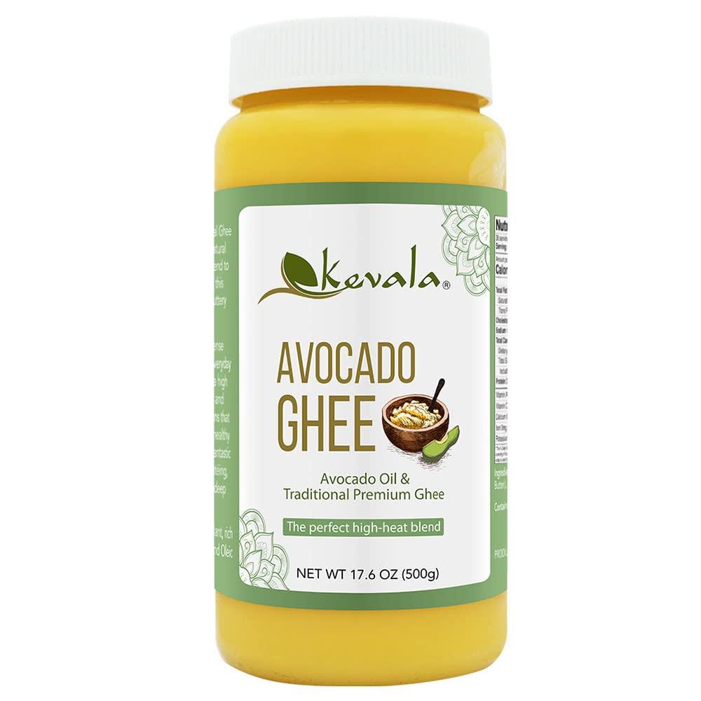 kevala Kevala Avocado Ghee Blend - Ghee Butter - Avocado Oil - Spreadable Butter - Avocado Cooking Oil - Ghee Clarified Butter Unsalted - Cold Pressed Avocado Oil - 17.6 oz - 1.1 lb - Paleo - Casein Free - Gluten Free - Lactose Free