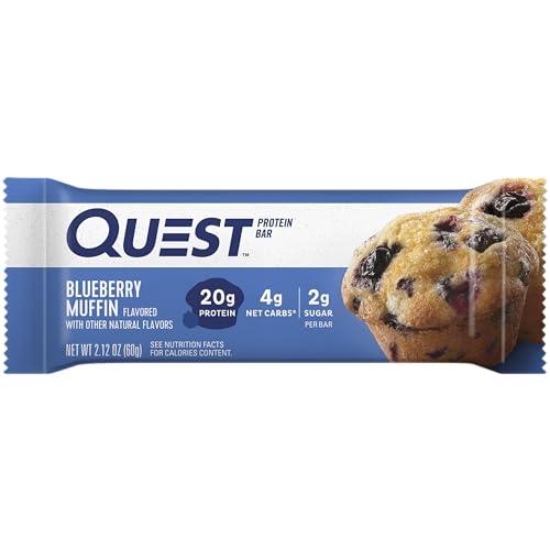 Quest Nutrition Quest Nutrition Blueberry Muffin Protein Bars, 20g Protein, 5g Net Carbs, 2g Sugar, Gluten Free, Keto Friendly, 4 Count