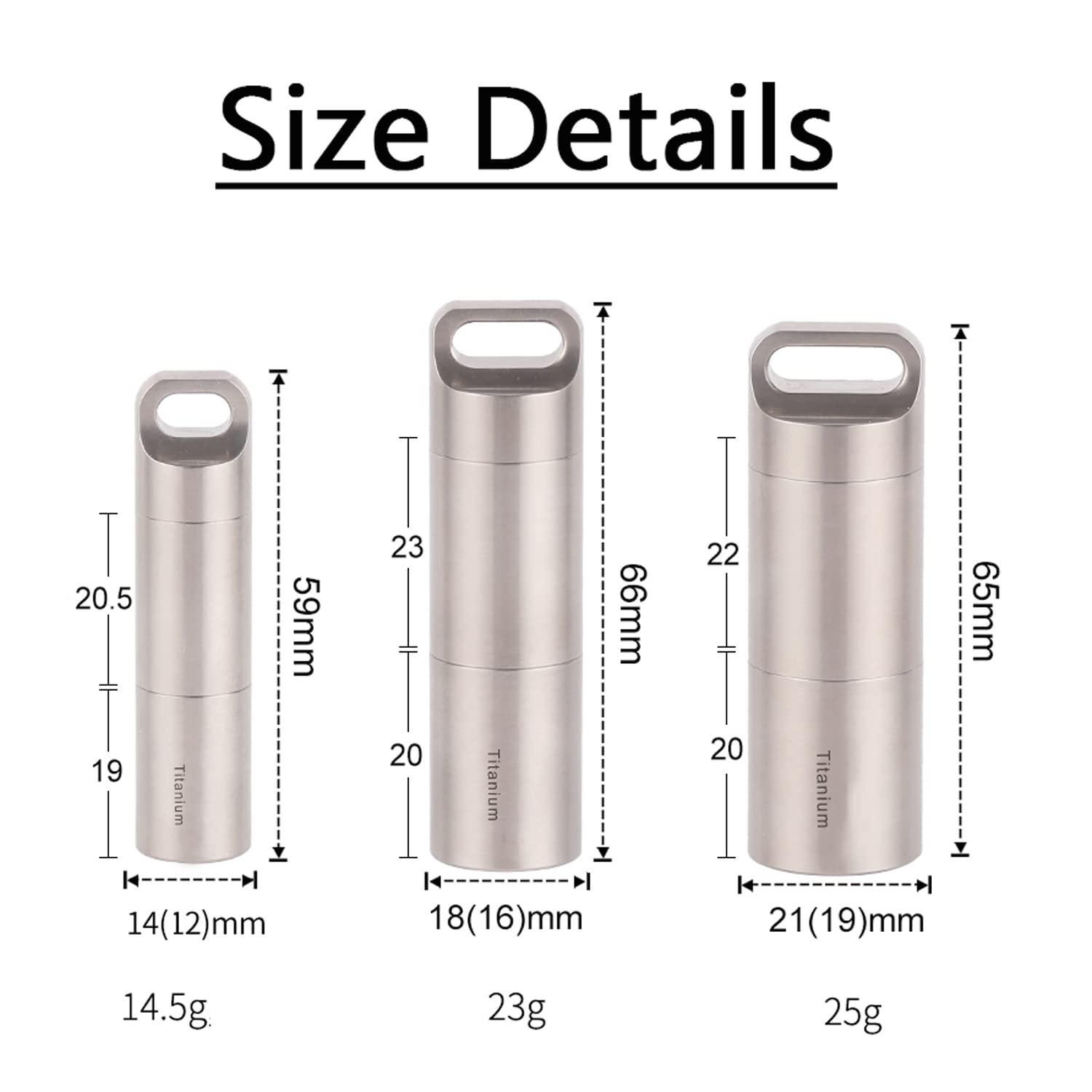 DXDUS Keychain Pill Holder Titanium Waterproof, Portable Pill Container Outdoor EDC Pill Case, Metal Travel Pill Box Medicine Storage, Discreet Pill Carrier with 2 Compartment, BPA Free