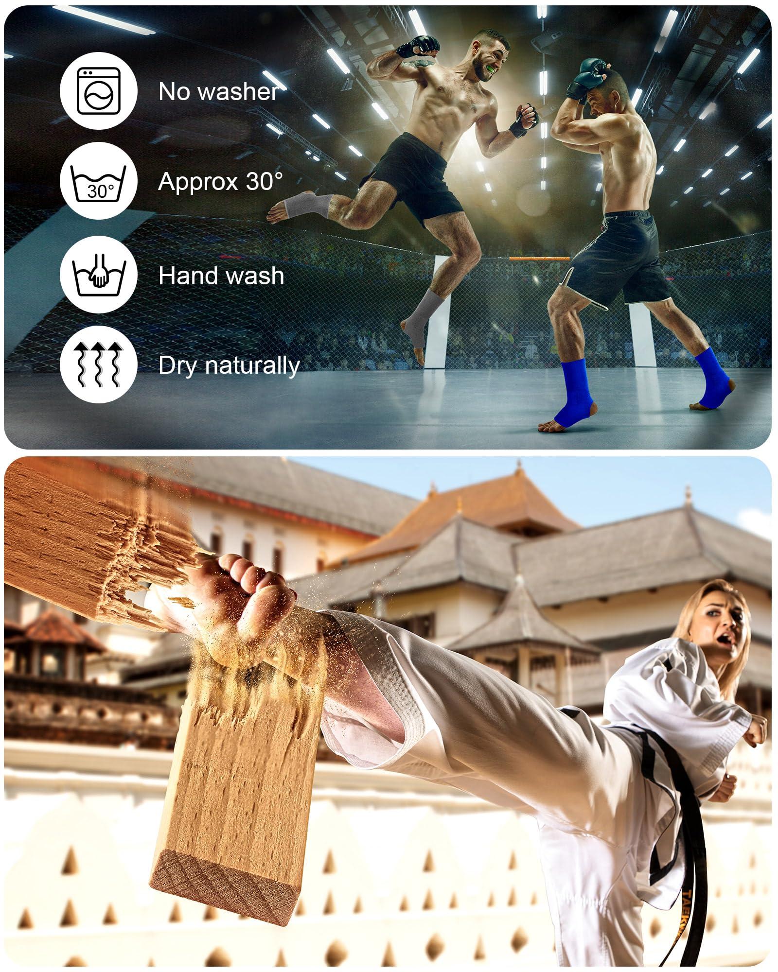 Handepo Handepo 4 Pairs Muay Thai Ankle Wraps MMA Compression Foot Sleeve Ankle Braces Sock Support for Men Women Kickboxing Martial Arts Gym Running Sports(Black, Red, Blue, Gray)