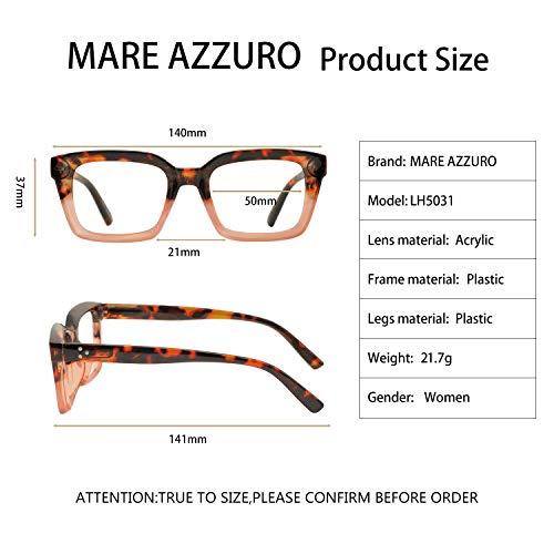MARE AZZURO MARE AZZURO Reading Glasses for Women 6.0 Fashion Readers 600 Female Square Retro Reader Durable Eyewear +6.00 Strength