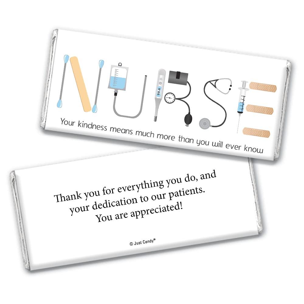 Just Candy 12 Nurse Appreciation Week Thank You Candy Gifts in Bulk Wrapped Chocolate Bars by Just Candy - No Assembly Required