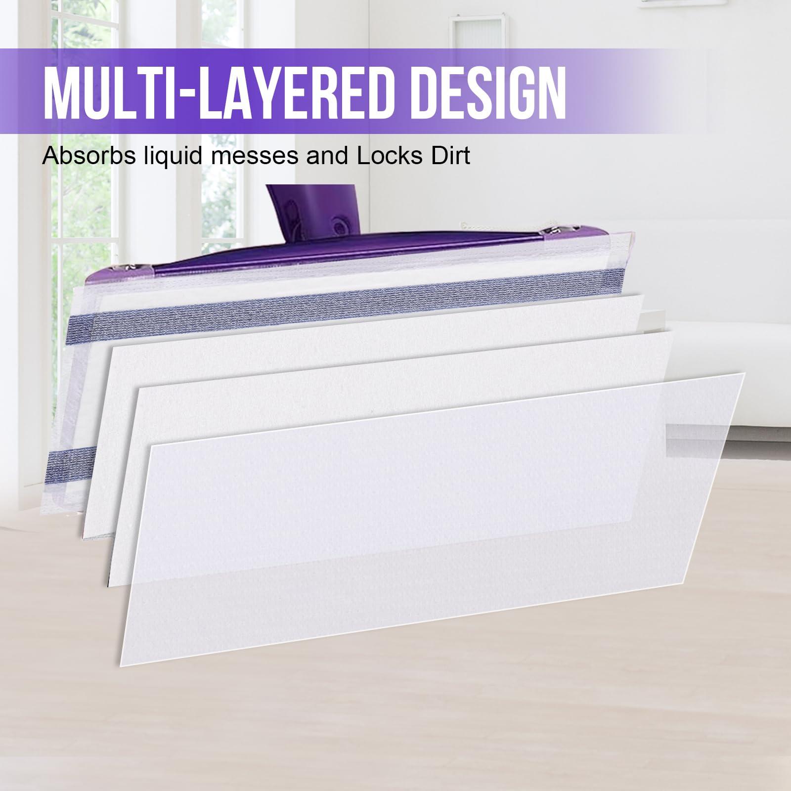 YHOVID Mopping Pad Refill for Wet Jet Mop, Disposable Multi Surface Wetjet Hardwood Floor Cleaner Spray Mop Pads Refills, Thickness & Absorbent (60)
