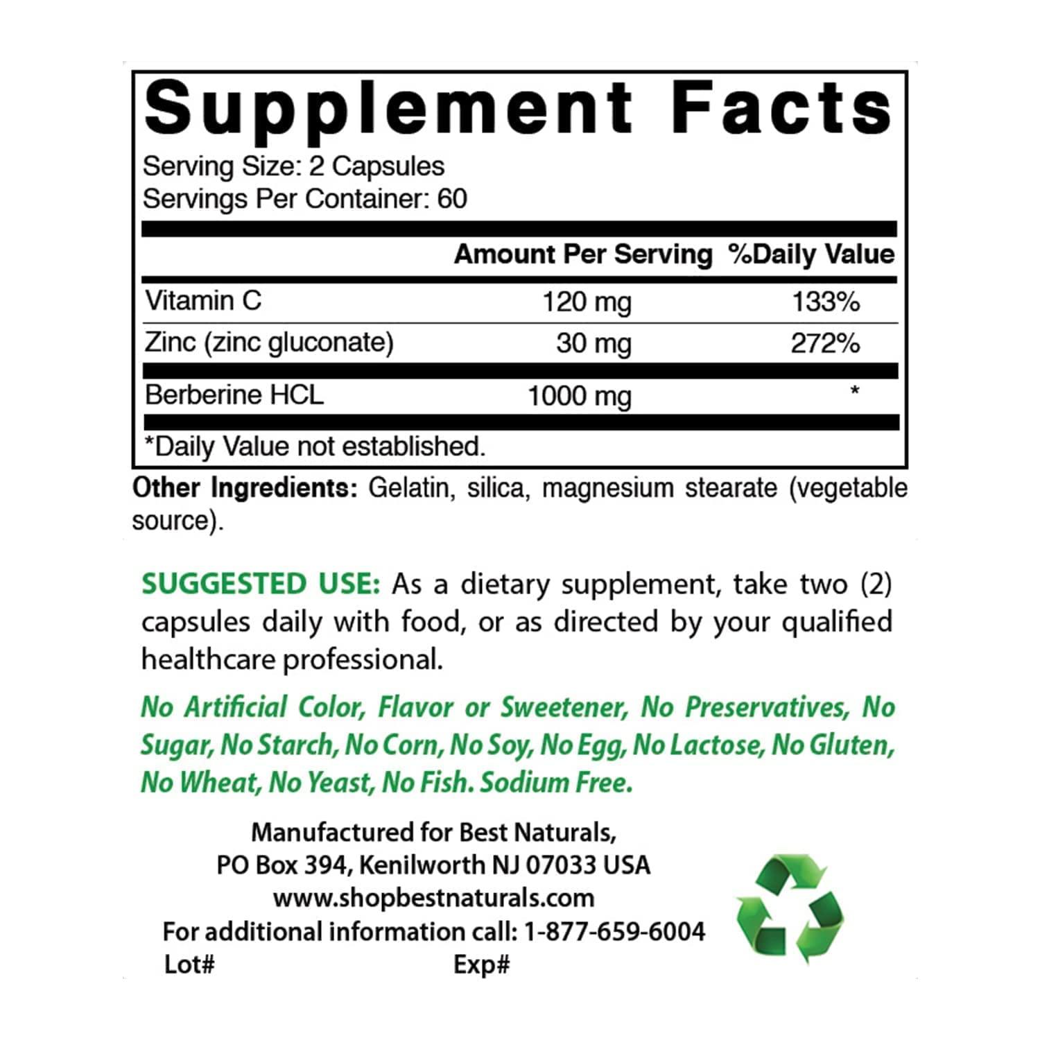 Best Naturals Gymnema Sylvestre Extract 500 mg & Berberine Plus 1000mg