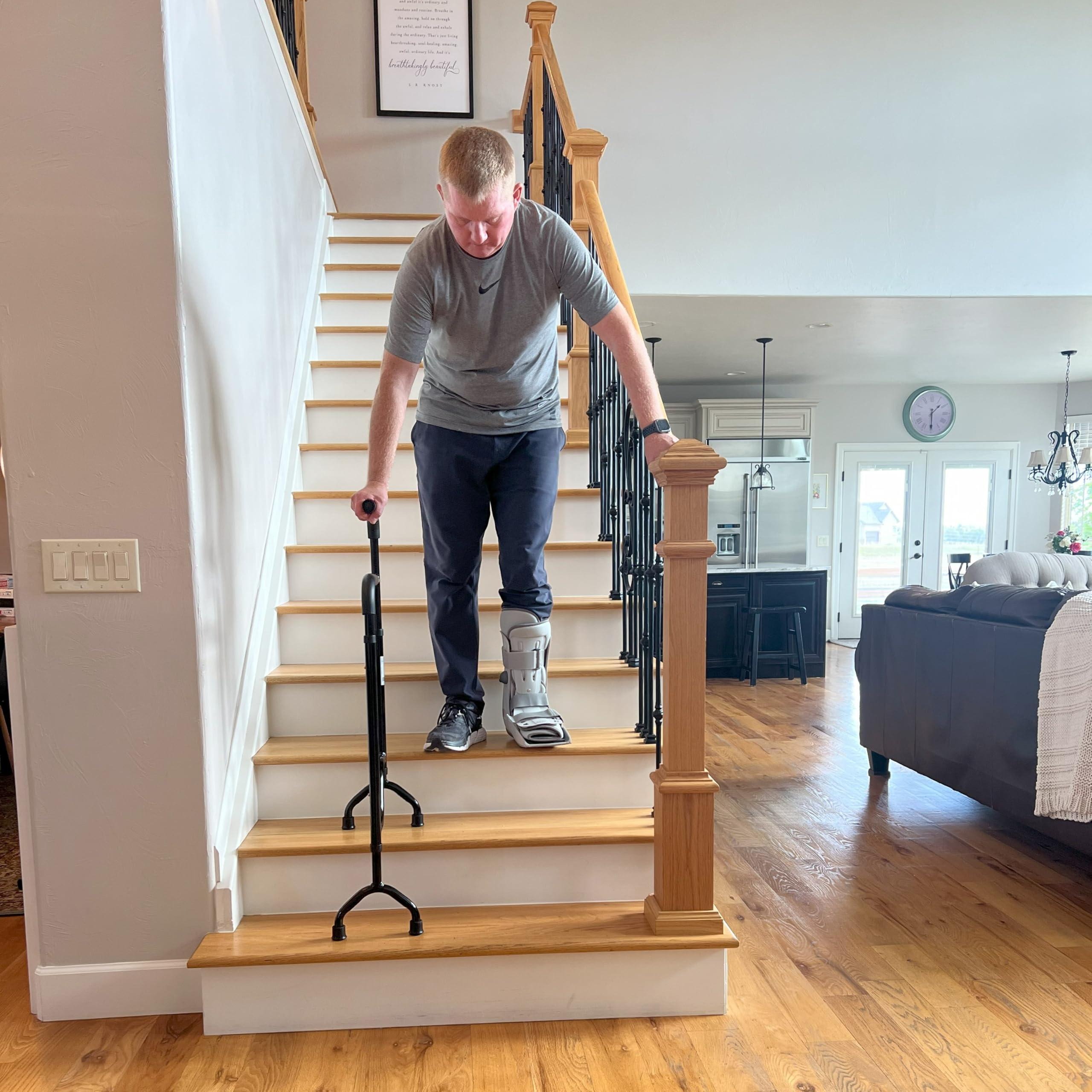 Rock Steady Cane Stair Climbing Assist Cane Reduces Shock and Pain as You Step Down Each Step. Adjustable, Light Weight, Sturdy, Foam Handles. Supports Up to 300 Lbs. Stability You Can Lean on by Rock Steady Cane