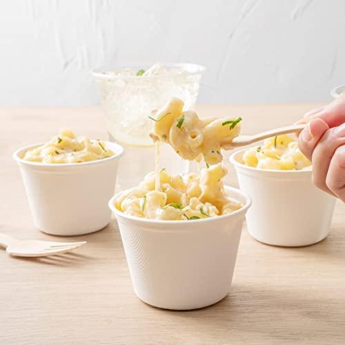 Restaurantware Restaurantware Pulp Tek 5 Ounce Earth-Friendly Coffee Cups, 100 Disposable Party Cups - For Hot Or Cold Drinks, Microwavable, White Bagasse Sustainable Cups, Made From Sugarcane, Freezable