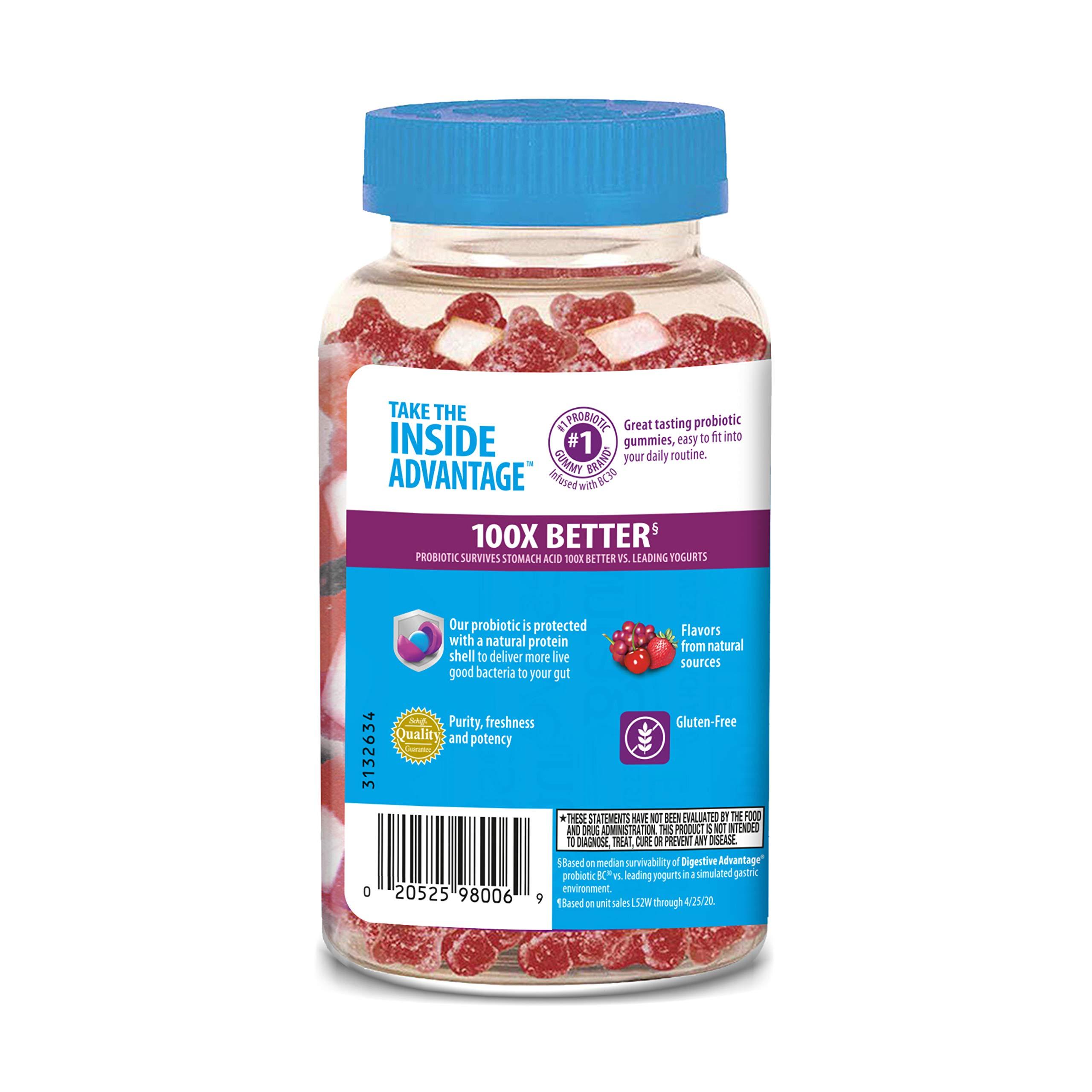 Digestive Advantage Digestive Advantage Probiotic Gummies for Digestive Health, Daily Probiotics for Women & Men, Support for Occasional Bloating, Minor Abdominal Discomfort & Gut Health, 2x90ct Bottles Superfruit