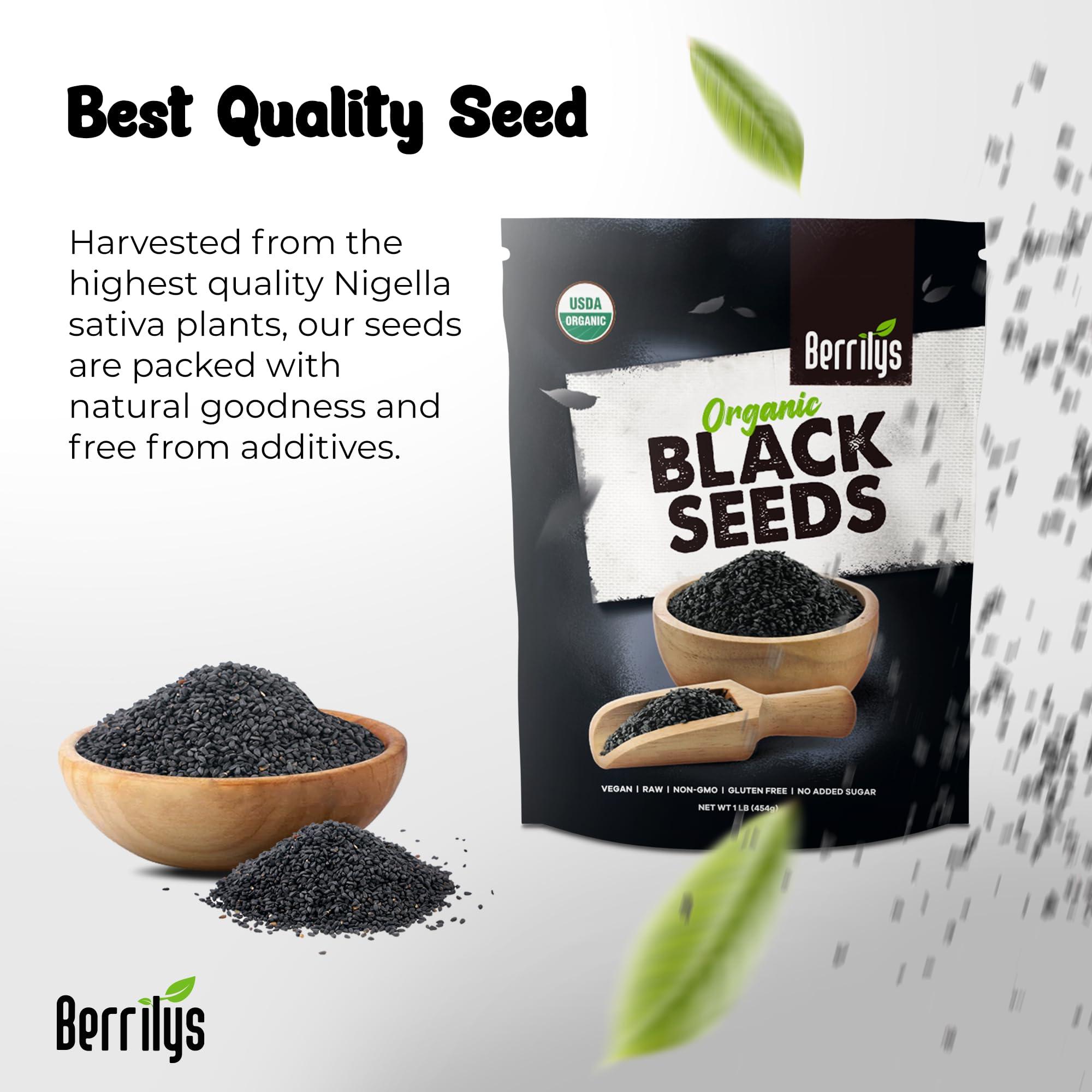Berrilys Berrilys Black Cumin Seeds USDA Certified Organic Nigella Sativa Kalonji for Baking, Seasoning, and Cooking Dishes Nutrient-Packed Spice, Versatile Herb for Recipes and Meal Preparation 16oz