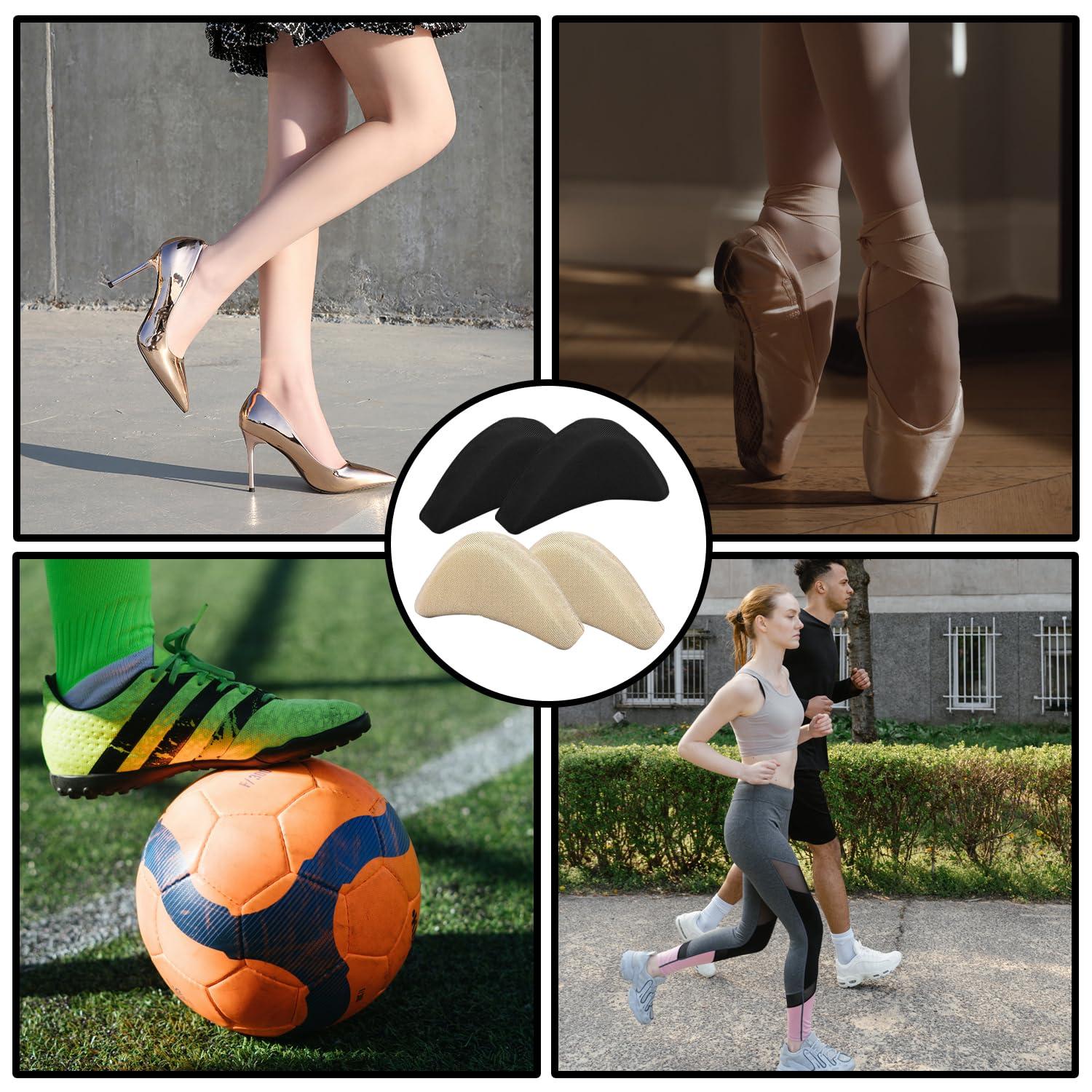 GOETOR Shoe Filler Inserts 5 Pairs Toe Cushion Fillers Loose Shoes Foam Toe Filler to Make Big Shoes Fit Half-Size Insoles Adjust Shoe for High Heels Dress Shoes Boots (Black and Beige)