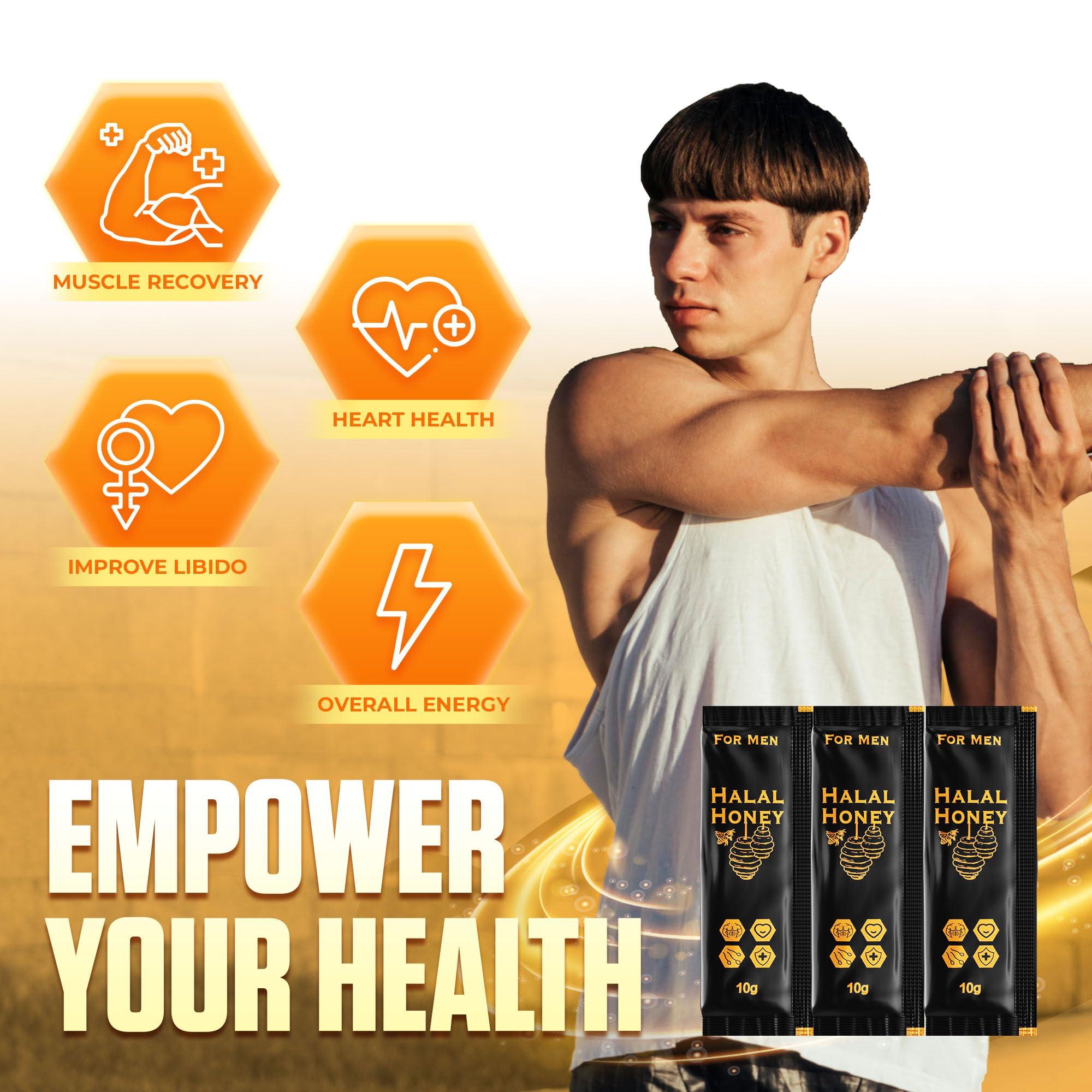 Halal Honey Halal Honey Extra Strength For Men Raw Organic Honey with Premium Natural Royal Jelly Bee Pollen & 100% Pure (Large Pack of 24 Honey Packets)