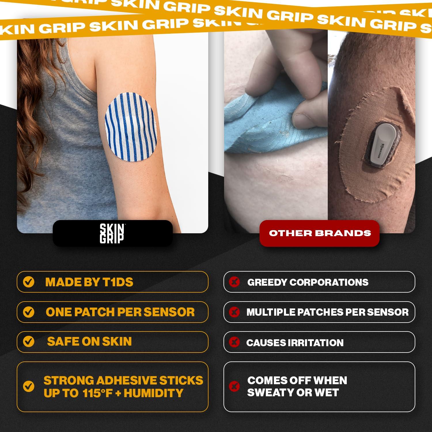 Skin Grip Skin Grip Adhesive Patches for Medtronic, Libre & Eversense CGM Devices Classic Pack, Waterproof & Sweatproof Adhesive for 7-14 Days, Pre-Cut Adhesive Medical Tape, Continuous Glucose Monitor