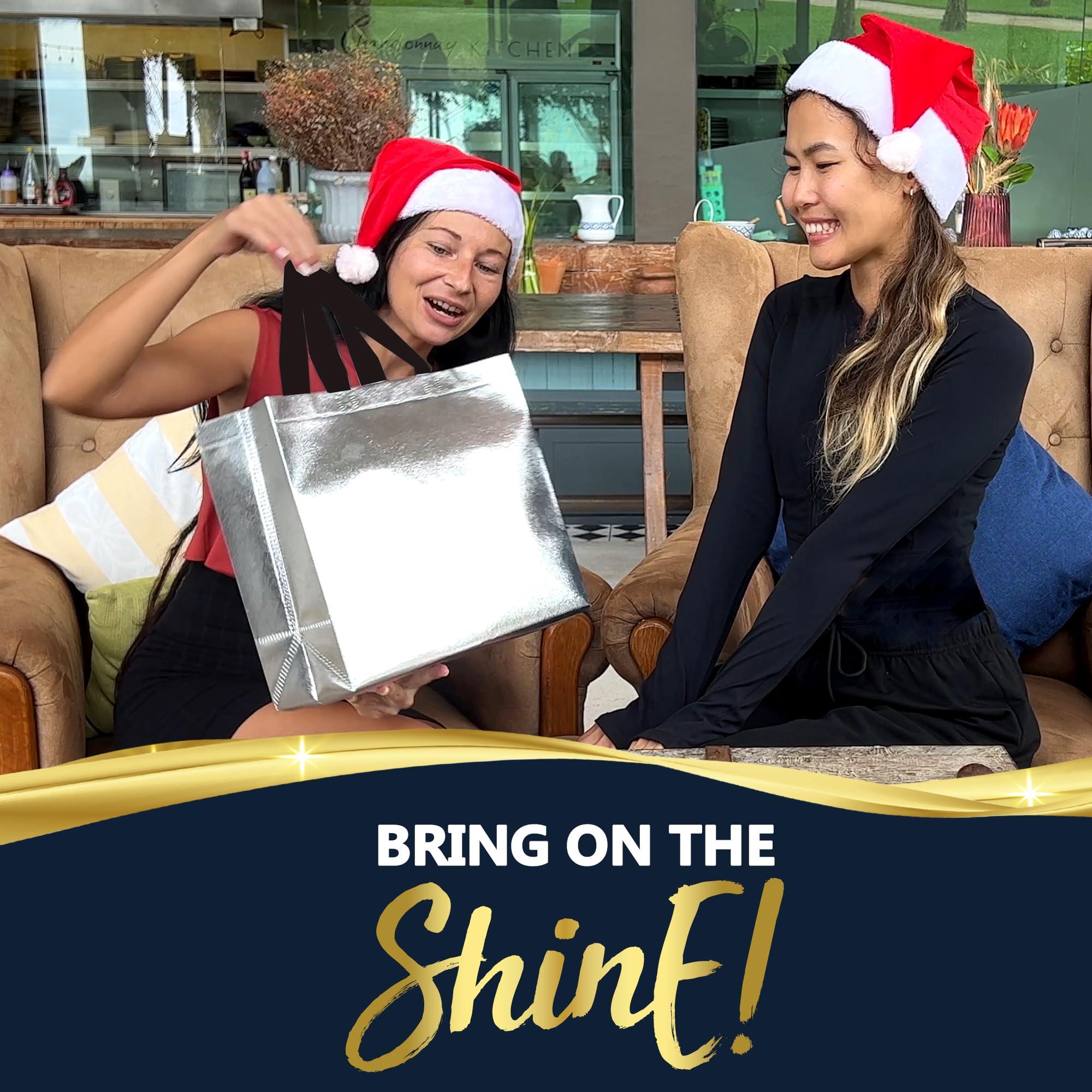 Nush Nush Nush Nush Silver Gift Bags Large Size Set of 30 Silver Reusable Gift Bags in Bulk - Goodie Bags, Christmas Gift Bags With Handles, Party Favor Bags, Gift Bags For Small Business 13Wx5Dx11H Size