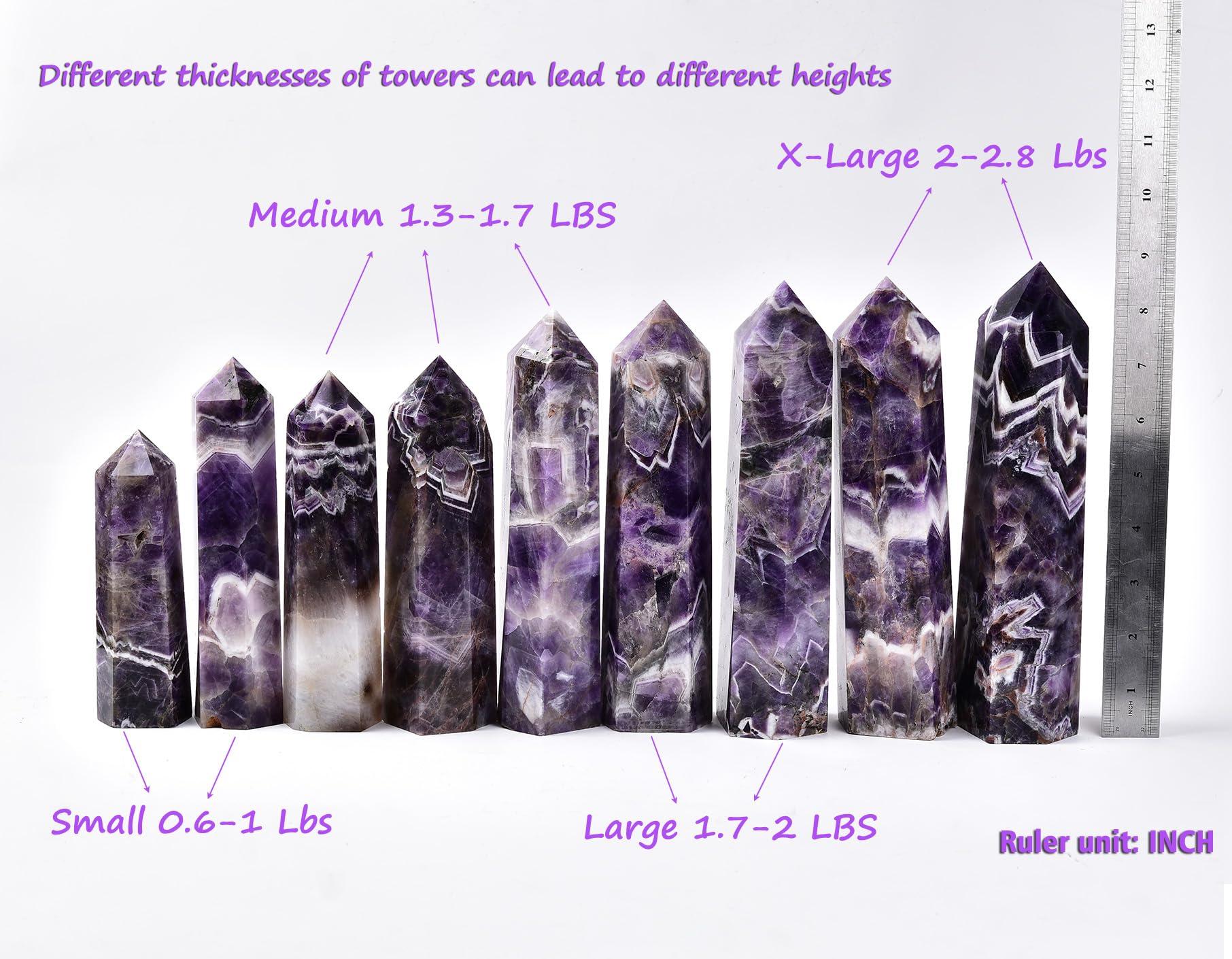 AMOYSTONE AMOYSTONE Large Crystal Tower Natural Dream Amethyst 6 Faceted Obelisk Healing Crystal Pillar Wand Tumbled Hexagonal Pointed 1-1.7 Lbs Home Dcor