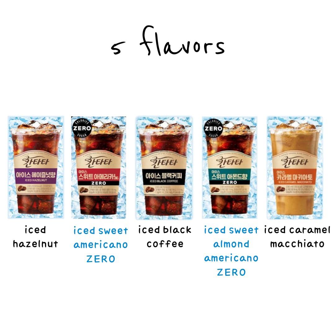 dalgaru Korean Covenienve Store Coffee Drink Pouch Sampler Set - 5 PACK 10 PACK (iced sweet americano, hazelnut, vanilla, black, caramel macchiato) + dalgaru mirror (5 PACK SET)