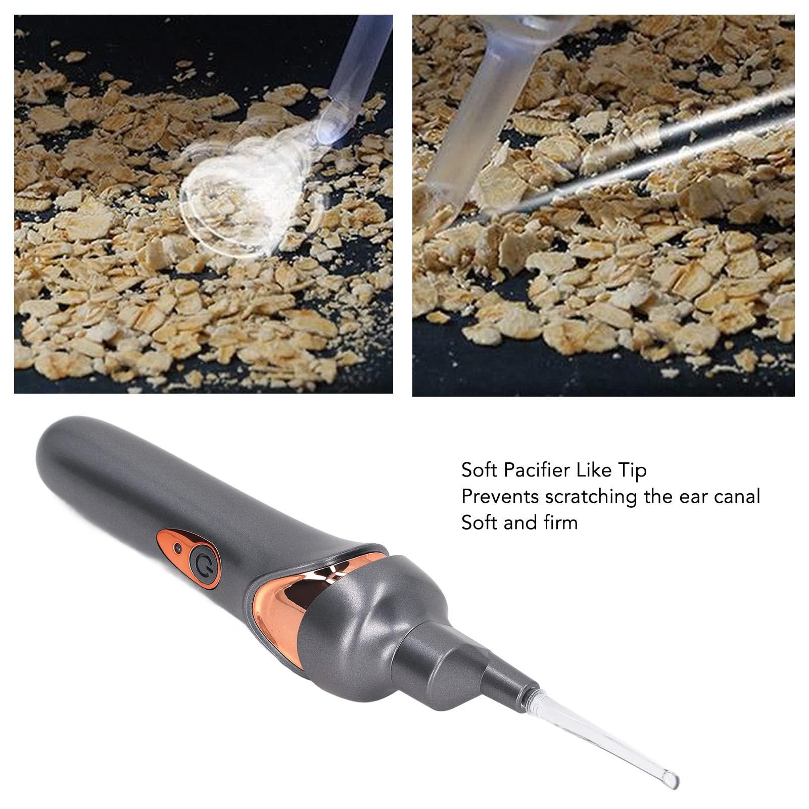 SALALIS Electric Ear Vacuum Cleaner with LED Light Soft Tip USB Charging Ear Wax Removal Tool Ear Vacuum Soft Ear Cleaner Earwax Removal Kit for Adults (Black)