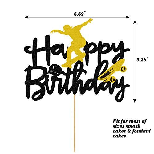 Glorymoment Glorymoment Skateboard Happy Birthday Cake Topper, Skateboard Cake Topper for boy Girl Birthday, Happy Birthday Cake Topper for Skateboard Sport Theme Birthday Party Cake Decorations (6.7’’x5.27’’)