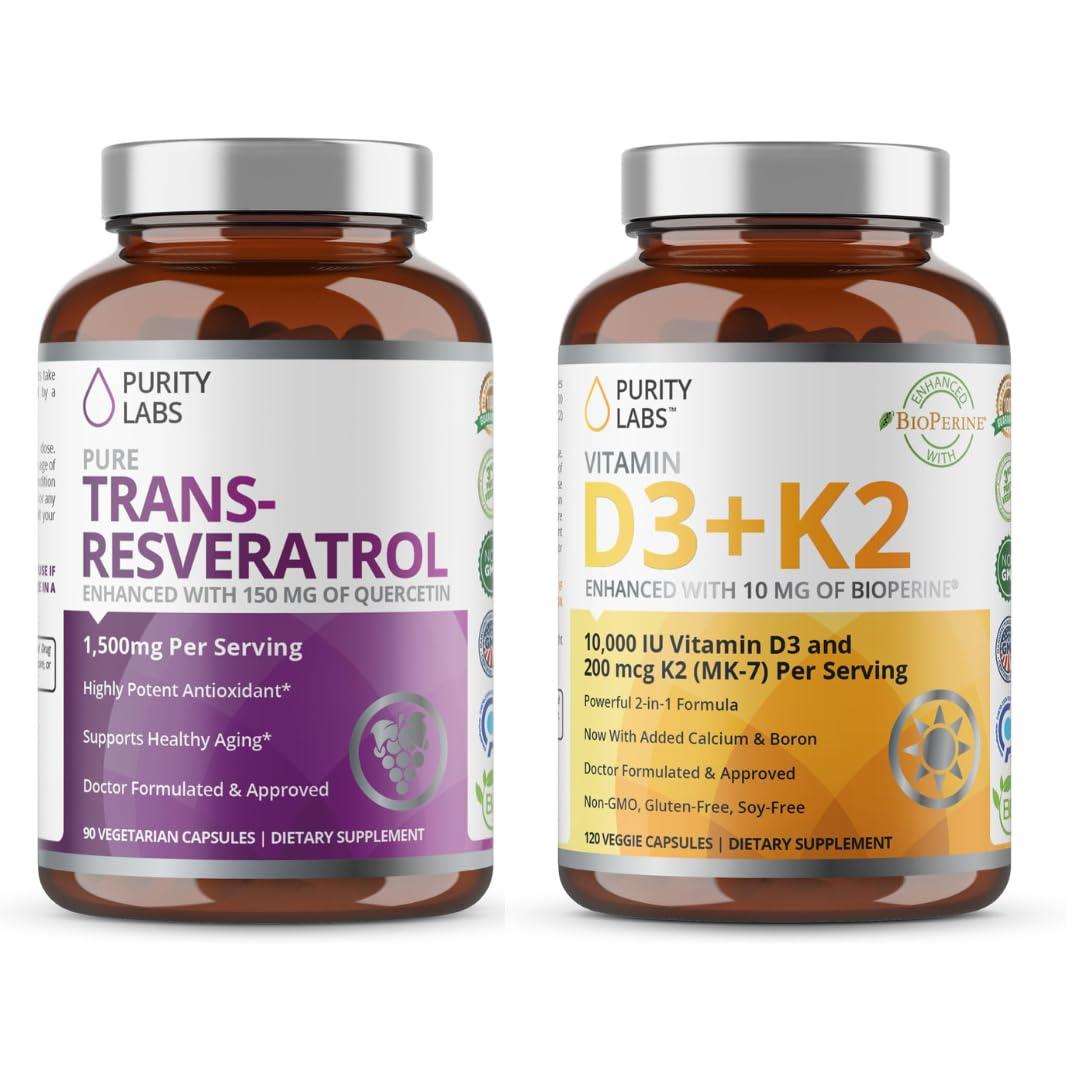 Purity Labs Purity Labs Vitamin D3 K2 & Pure Trans-Resveratrol Supplement