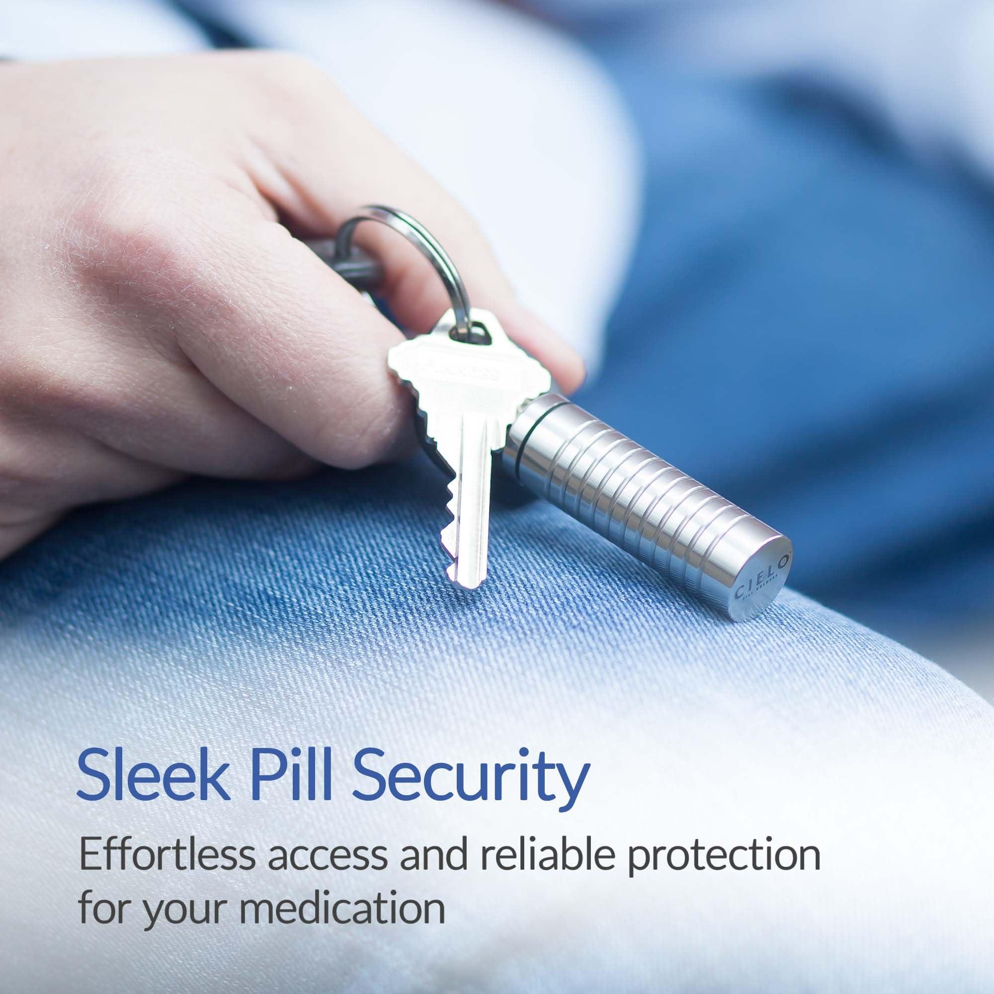 Cielo Pill Holders Cielo Pill Holders - Extra-Small Nitro Keychain Pill Holder, Made in USA, Titanium Keychain Container, Waterproof Pill Case, Stores 7 Nitro Pills