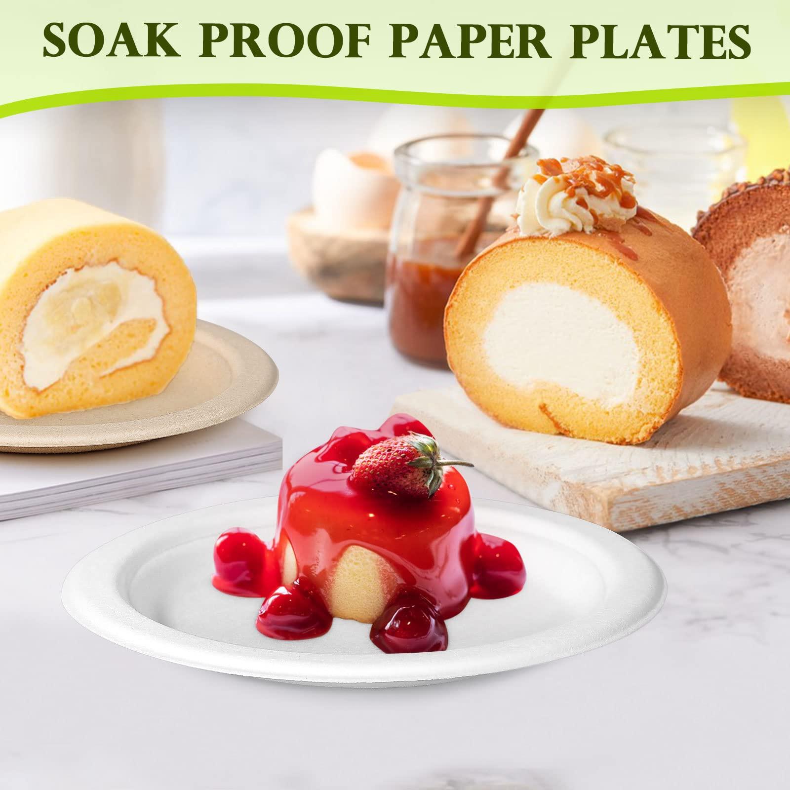 GREENESAGE GREENESAGE Paper Plates 6 inch, 200 Pack Paper Plates Bulk, Compostable Plates White Paper Plates, Small Disposable Plates for Dessert Cake Appetizer