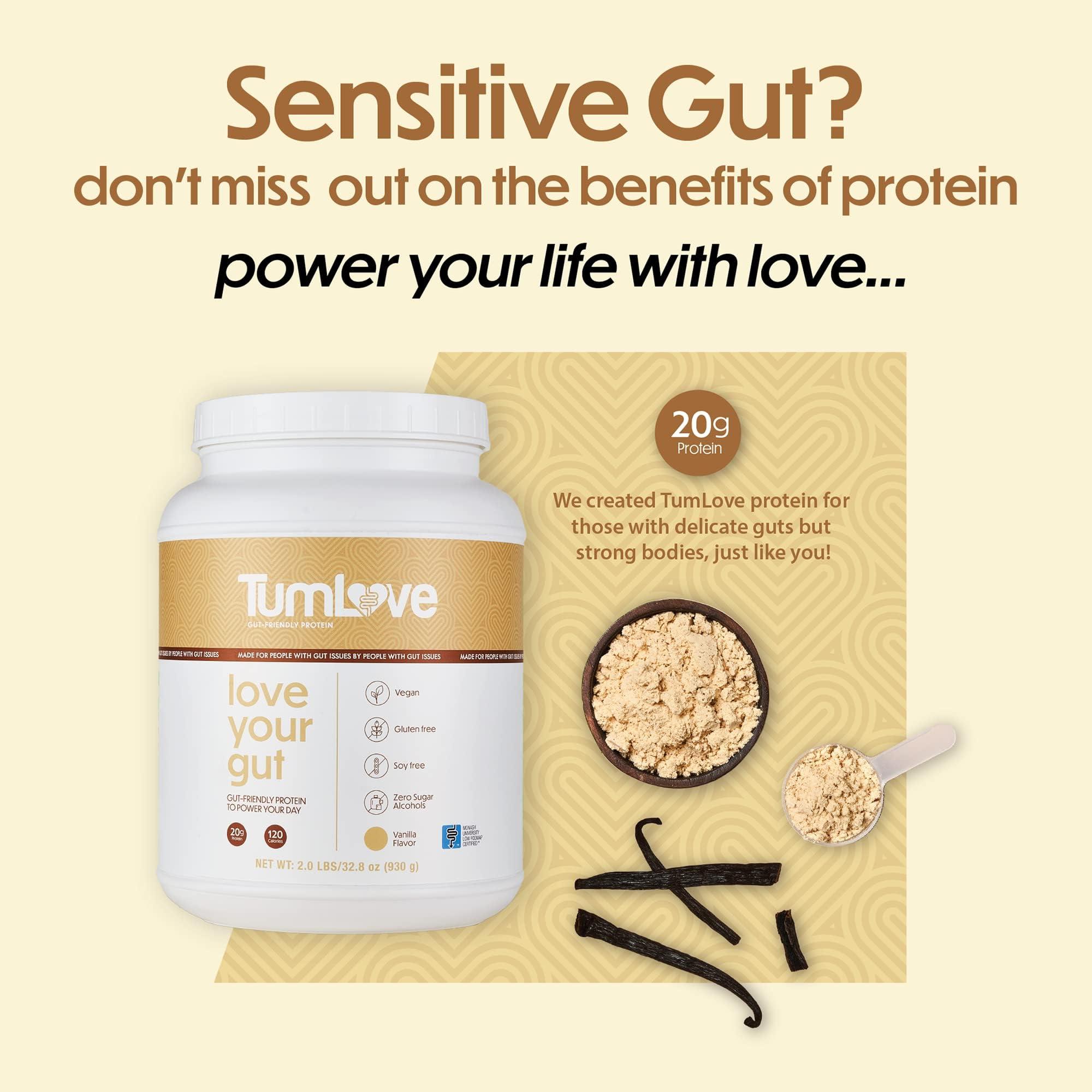 TumLove TumLove Vegan Protein Powder - Low FODMAP Certified, Gluten-Free, Dairy-Free, Soy-Free, 100% Gut-Friendly & Non-Bloating, Vanilla (25 Servings)