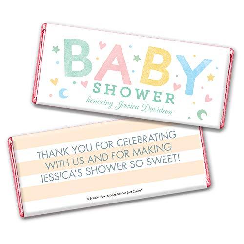 WH Candy 12ct Personalized Baby Shower Candy Favors Wrapped Chocolate Bars with Pink Foil (12 Count) - Candy Included