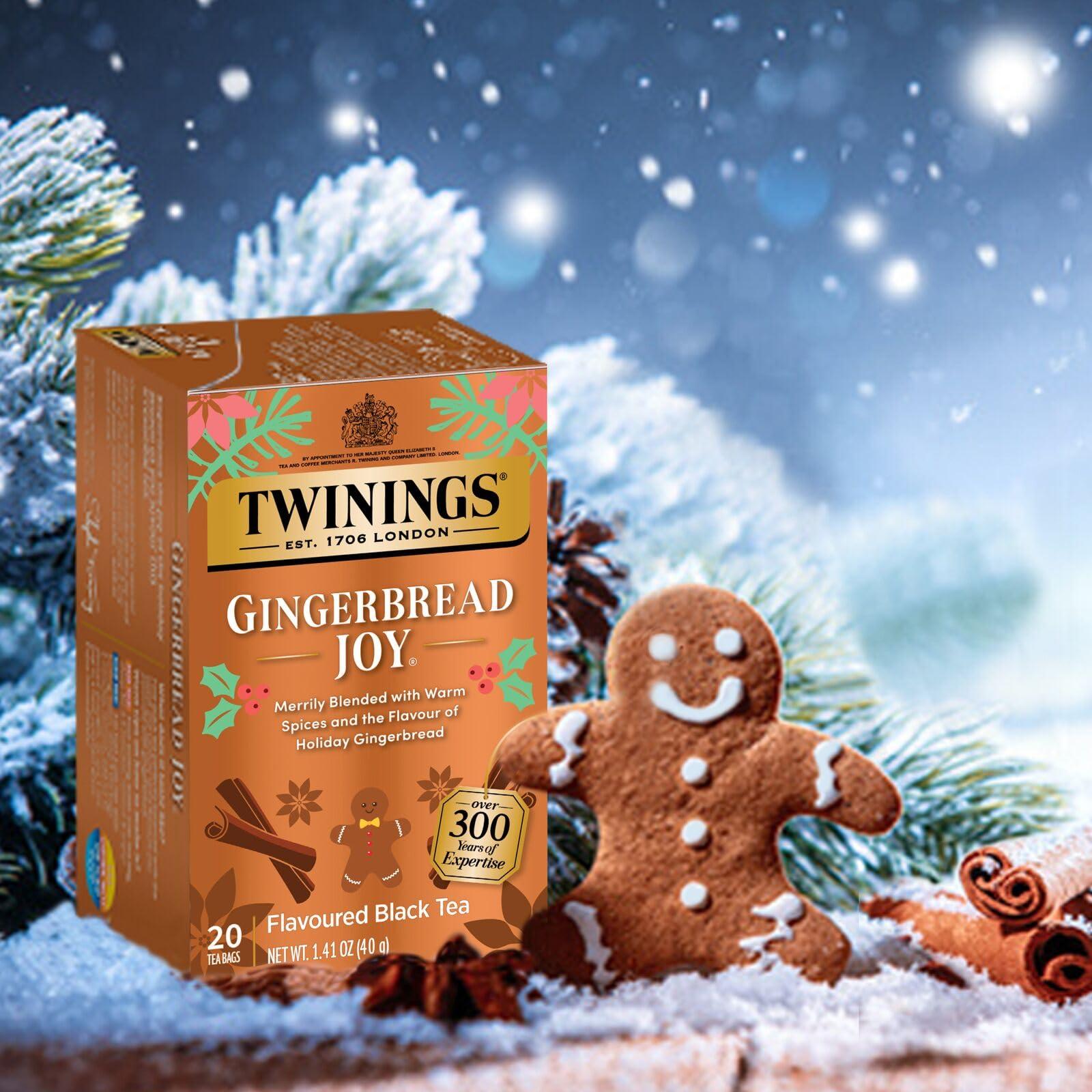Twinings Twinings Gingerbread Joy Black Tea Individually Wrapped Bags, 20 Count (Pack of 6), Ginger & Cinnamon, Caffeinated, Enjoy Hot or Iced | Packaging May Vary