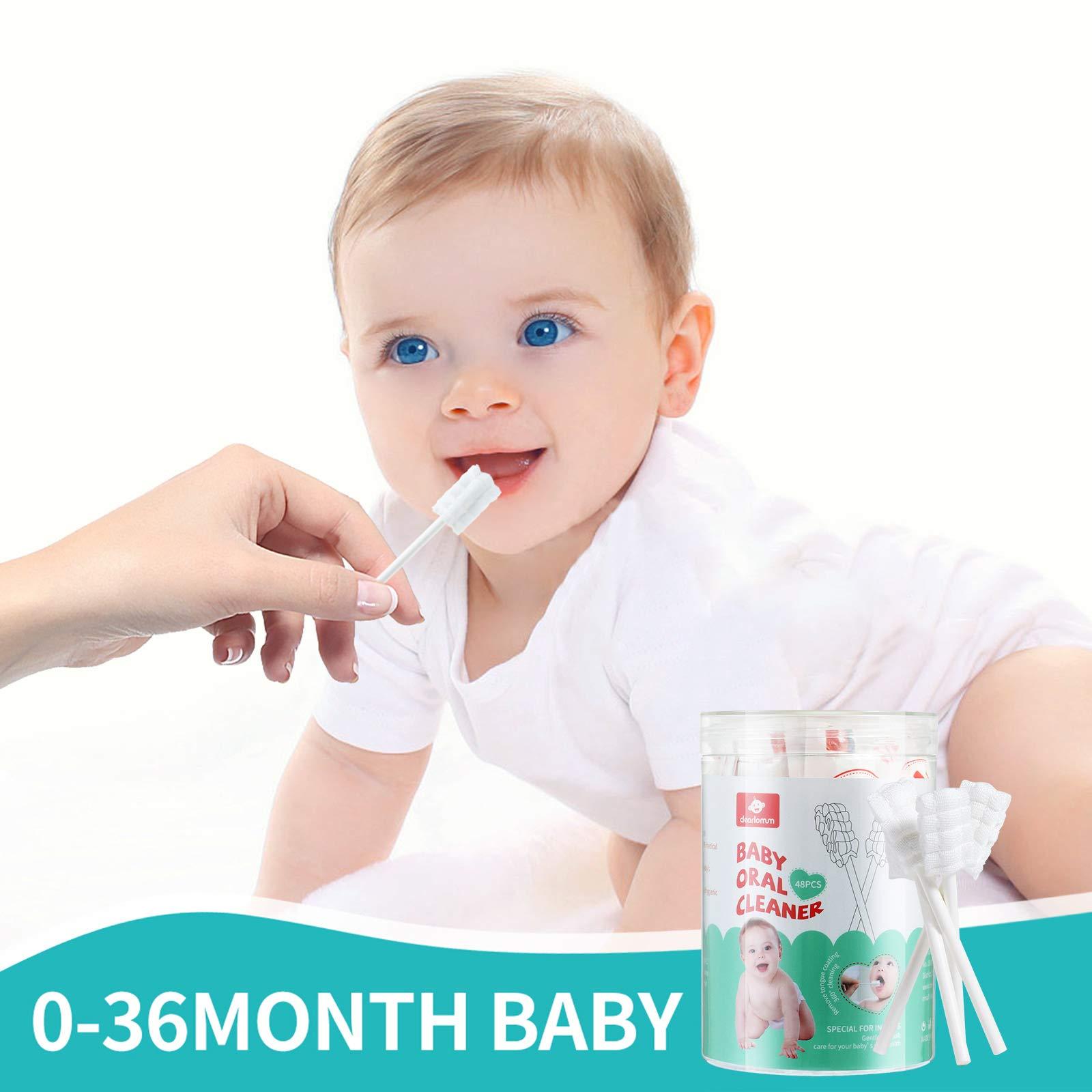dearlomum dearlomum Baby Tongue Cleaner, Newborn Baby Toothbrush, 96PCS Disposable Infant Toothbrush Clean Baby Mouth,Gauze Gum Cleaner Toothbrush Baby Oral Cleaning Stick Dental Care for 0-36 Month Baby