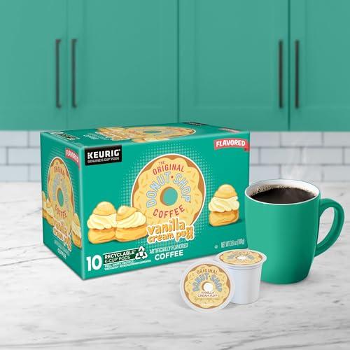 The Original Donut Shop The Original Donut Shop Vanilla Cream Puff Coffee, Keurig Single Serve K-Cup Pods, Medium Roast Coffee, 60 Count, (6 Packs of 10)