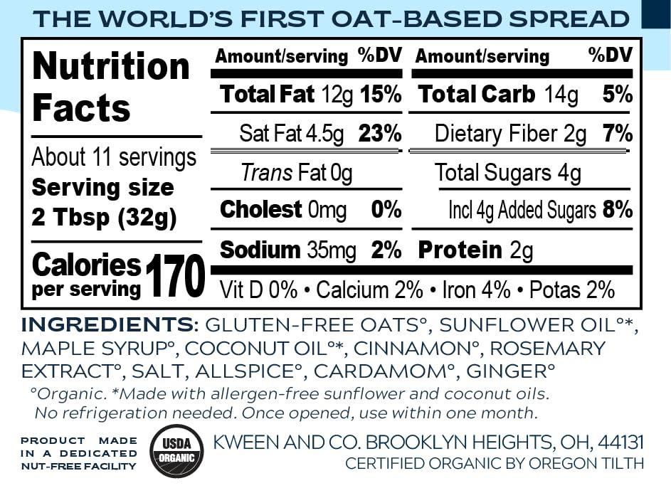 KWEEN Oat Haus Organic Original Granola Butter | Peanut-free, Almond (Tree-Nut) Free, & School-Safe (Top 8 Allergen Free) | Sunflower Seed & Cookie Butter Alternative | 12 oz (Pack of 3)
