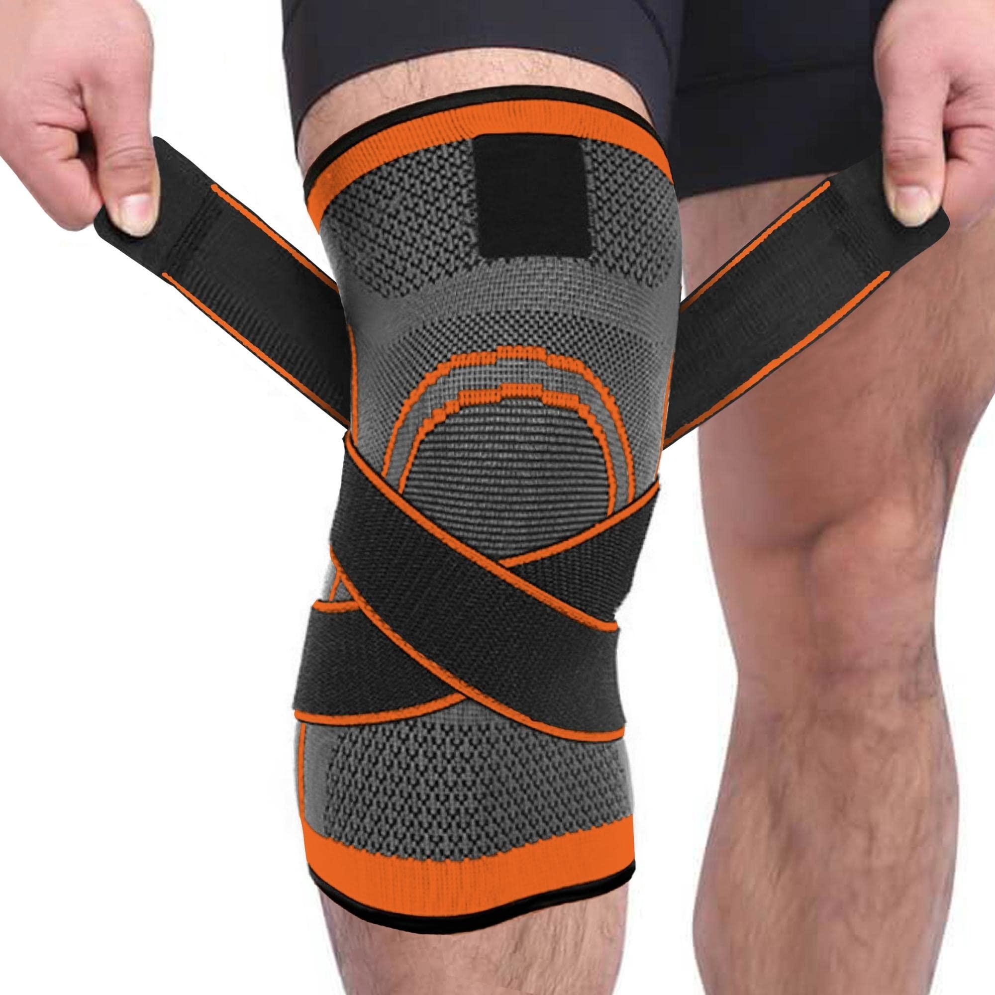 DCF DCF Knee Braces, Knee Sleeve for Men and Women - knee compression sleeve, knee Pain Relief, fitness knee Support for Sports Arthritis Working Out Running Basketball, Weightlifting, Gym (2XL, Orange)