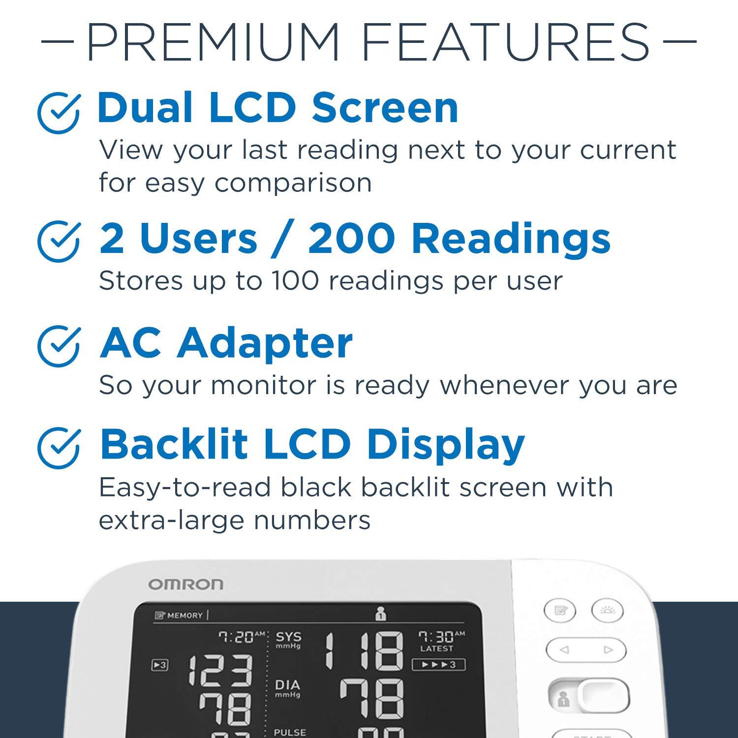 Omron OMRON Platinum Blood Pressure Monitor, Upper Arm Cuff, Digital Bluetooth Blood Pressure Machine, Stores Up To 200 Readings for Two Users (100 readings each)