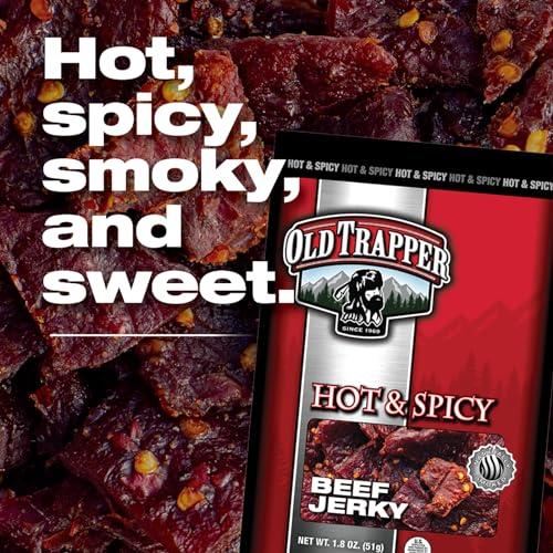Old Trapper Old Trapper Beef Jerky, Hot & Spicy Flavor, 1.8-Ounce Individual Packs, Great Size for Quick Snacking, 11 Grams of Protein and 70 Calories Per Serving (Pack of Six)