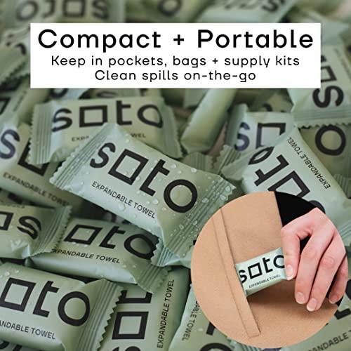 soto soto White Expandable Cleaning Towels, 100% Cotton (25 Pack) - 9 inches x 13 inches; Cotton Cleaning Rags, Disposable Hand Towels; Stronger Than Paper Towels Bulk Quantity