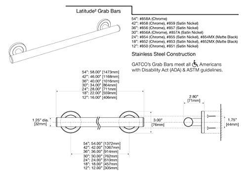 Gatco Gatco 851 Latitude II 12-Inch Grab Bar, Stainless Steel