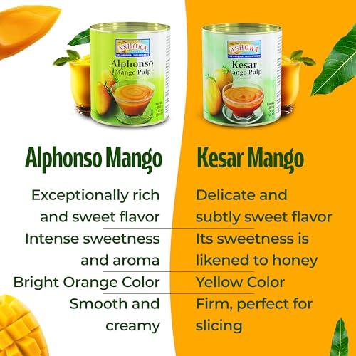 ASHOKA Ashoka Canned Mango Pulp, Premium Alphonso Mango Extract - Sweetened, Great for Making Shakes, Smoothies, Salads, and Baking, Kosher Certified, 30 Ounce
