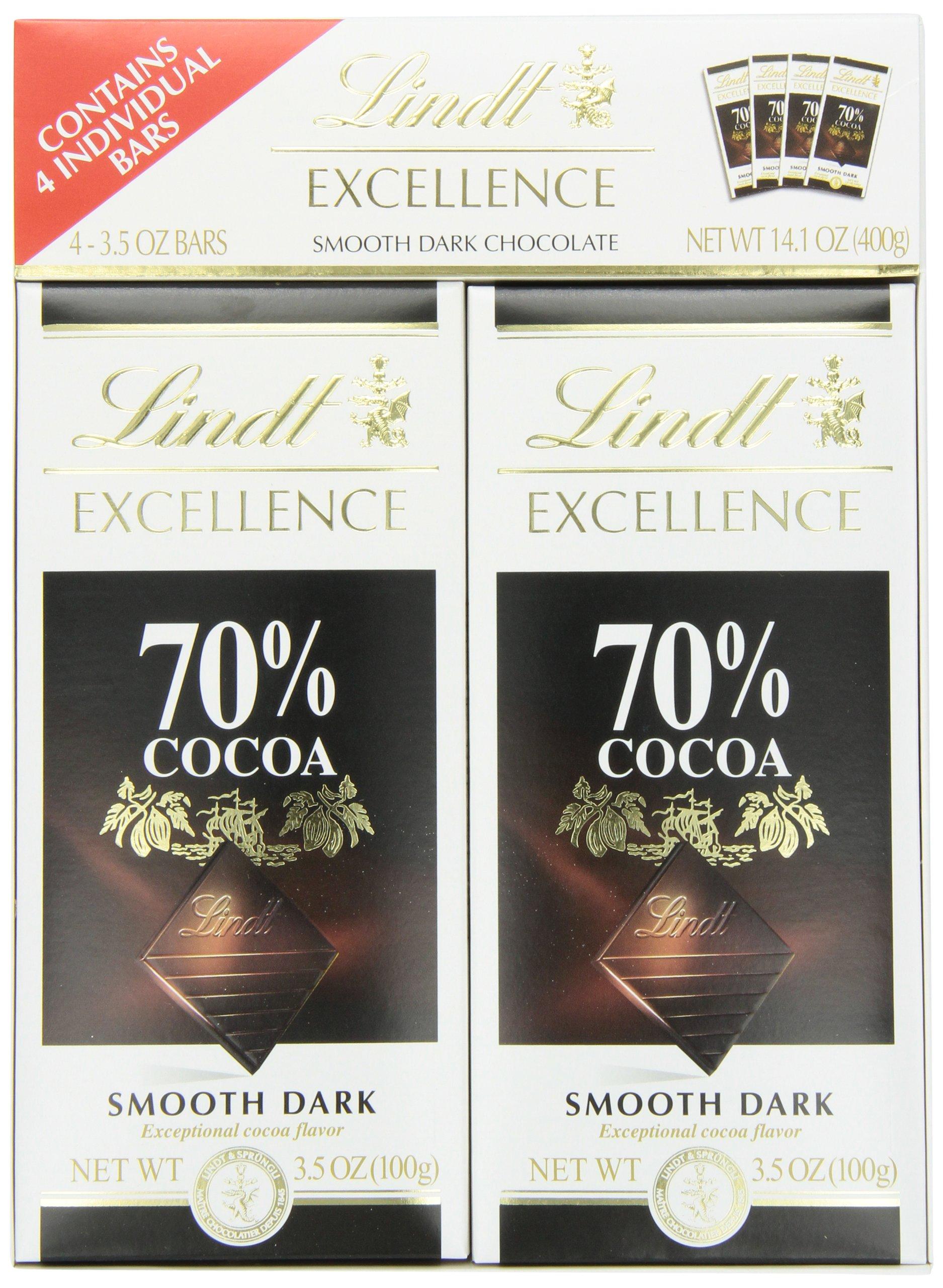 Lindt Lindt Excellence A Touch Of Sea Salt & 70% Cocoa Dark Chocolate Bars, 3.5 Ounce - 4 Count (Pack of 1)